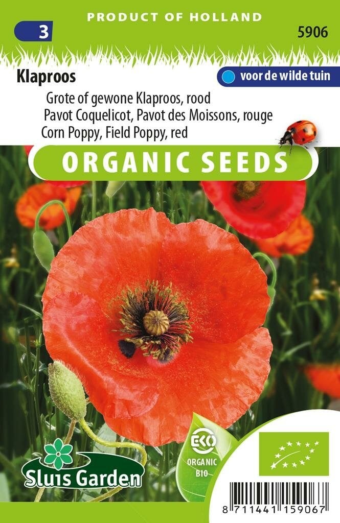 Sluis Garden Papaver Rhoeas zaden Echte klaproos BIO