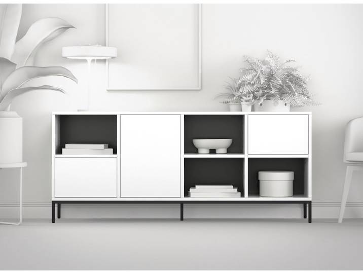 Sideboard mit Metallfüßen - Kommode nach Maß MDF Beschichtet MDF Weiß matt