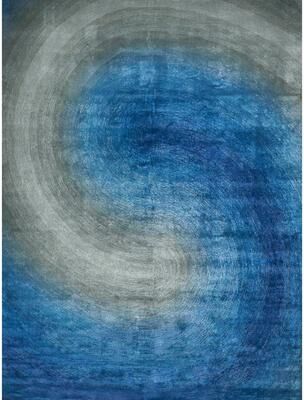 Exquisite Rugs Mitomo hand-tufted Wool/Bamboo Silk Navy/Gray Area Rug