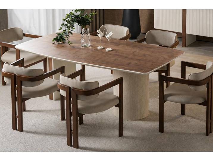 Xlmoebel Essgruppe Eleganter Esstisch mit 6 stilvollen Stühlen für modernes Wohnen, (Essgruppe, 7-tlg., Tisch mit 6 Stühlen), Made in Europa