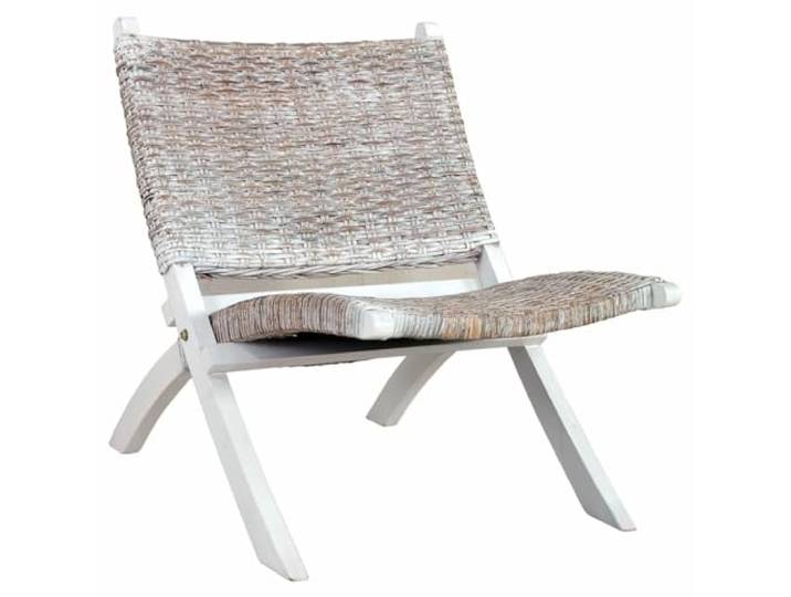 KTHLBRH Relaxstuhl aus Rattan, Kubu, Weiß und Mahagoni Massivholz, 60 x 77 Rattan Kubu und Massivholz Mahagoni weiß, 60x77x70 cm, Sitzhöhe 42 cm, ohne Armlehnen, max. Belastung 110 kg,