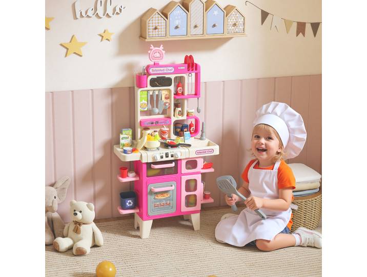 AIYAPLAY Cuisine Enfant Jouet Lumières Sons 52,5x22x100cm Rose