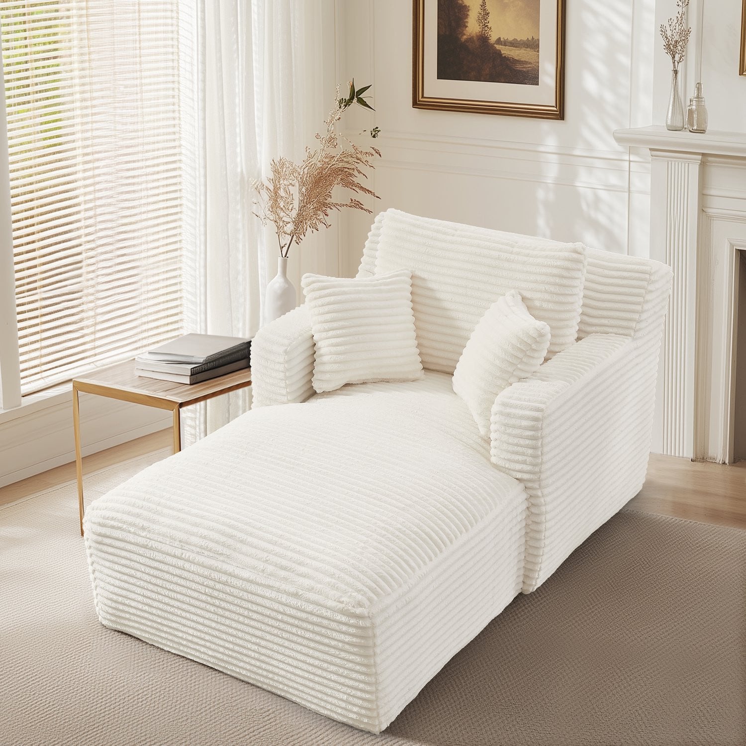 CHICFURN Chaise longue Gestoffeerd Crème