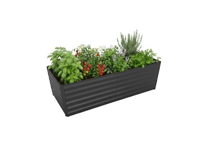 Relaxdays Hochbeet, verzinktes Metall, Blumen, Pflanzen & Gemüse, anthrazit