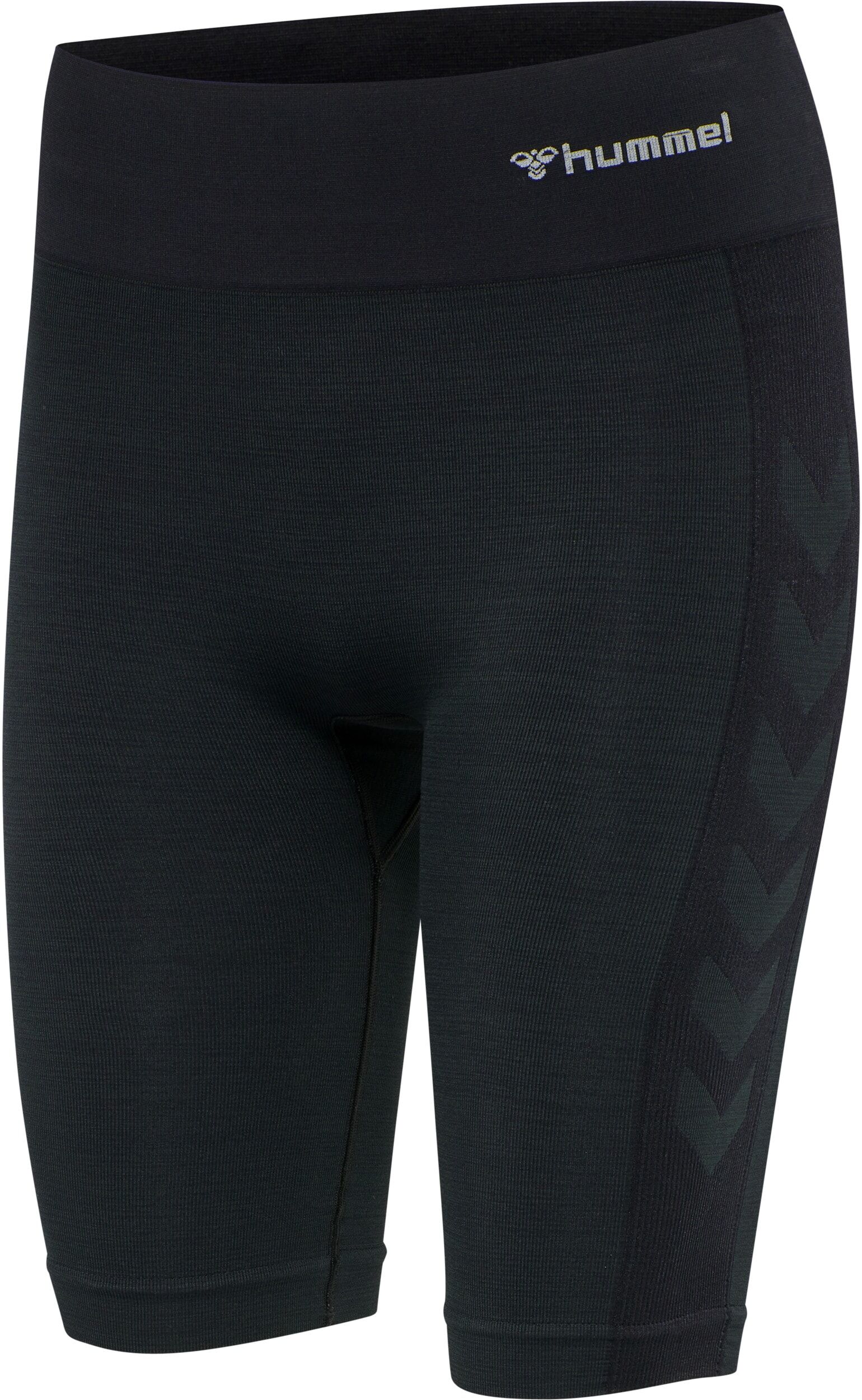 Trainingsshorts HUMMEL "HMLCLEA SEAMLESS CYCLING SHORTS", Damen, Gr. XS (34), N-Gr, schwarz (schwarz melange), Obermaterial: 57% Polyamid, 30% Polyester, 13% Elasthan, Hosen Trainingsshorts, mit BEECOOL Technologie, dehnbares Material, nahtlose Verarbeitu