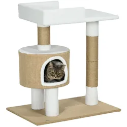 PawHut Kratzbaum 79 cm Kleiner Katzenkratzbaum mit Katzenhöhle, Liegefläche