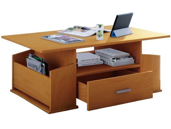 Couchtisch VCM Holz Sofatisch Couchtisch Schublade Junata , braun (buche), B:110cm T:52cm, Tische, Couchtisch