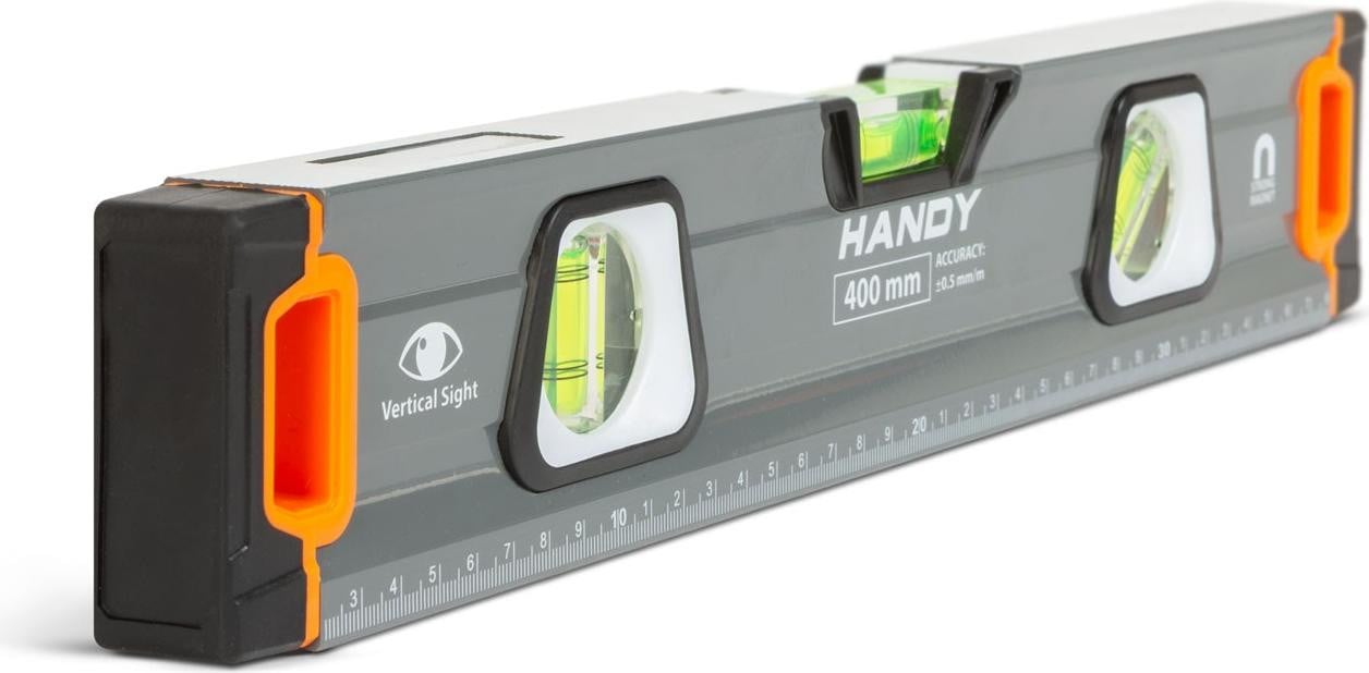 Handy Magnetische waterpas 40 cm - Professionele aluminium waterpas met spiegelglas en liniaal [10624A]