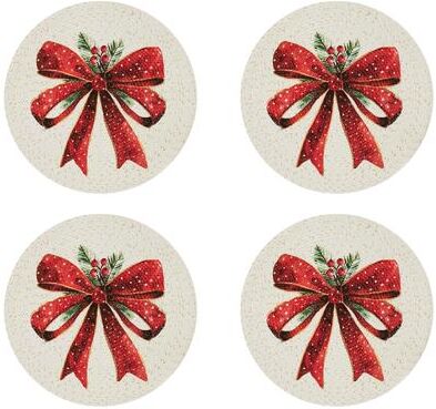 Avanti Linens Avanti Christmas Ribbon Set of 4 Round Placemats - 13x19