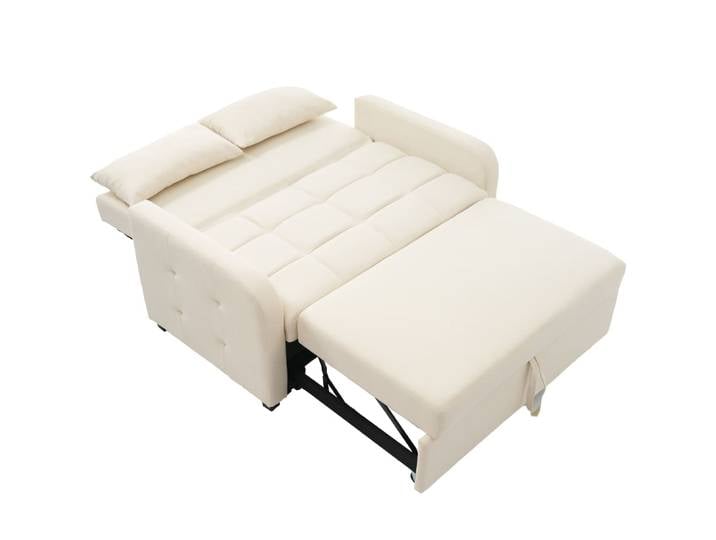 Canapé-lit pliant en lin et coton beige
