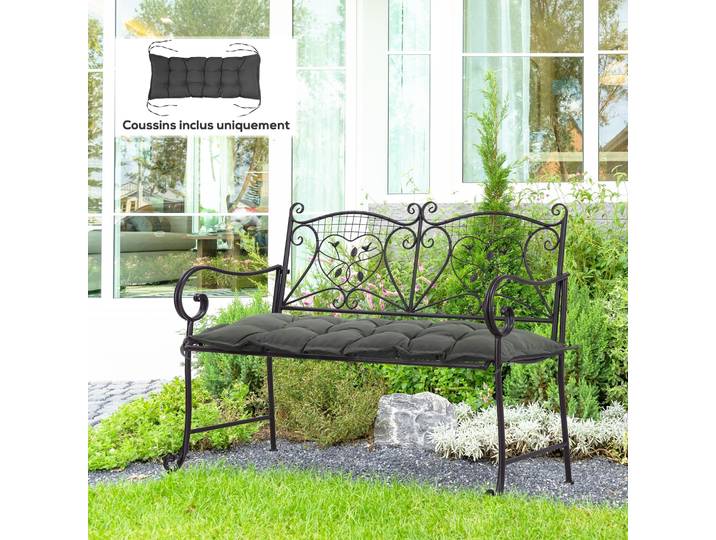 Outsunny Coussin Banc Jardin 100x40cm Gris Foncé Épais
