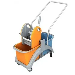 AquaSplast Doppelfahreimer 2.20 TS orange blau  inkl. 2 x 20 L Eimer, Presse, Standarddeichsel