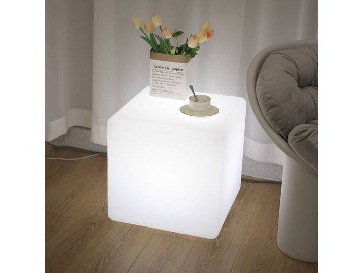 Tabouret Carré Lumineux LED Étanche, Éclairage Paysager en Cube, Lampe d'Ambiance pour Bar, Lampe de Table pour Exposition, Lampe de Sol Créative pour Événements