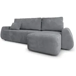 ECKSOFA GALVIS Grau Velours-Stoff mit Schlaffunktion