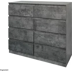 HTI-Living, Kommode + Sideboard, Kommode 8 Schubladen Thekla Beton (110 x 40 x 97 cm)