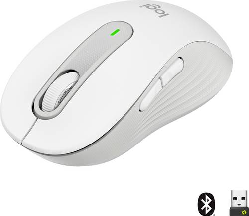 Logitech Signature M650 Maus Funk, Bluetooth Rechtshänder Größe: M Optisch Weiß 5 Tasten 4000 dpi