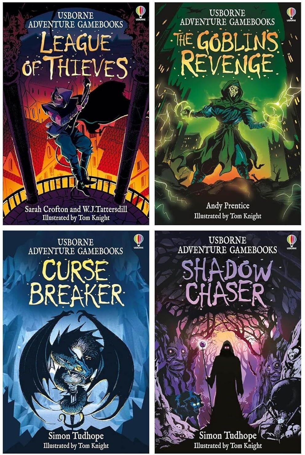 Usborne Adventure Gamebooks Series 4 Books Collection Set (Shadow Chaser, Curse Breaker, The Goblin's Revenge & League of Thieves)