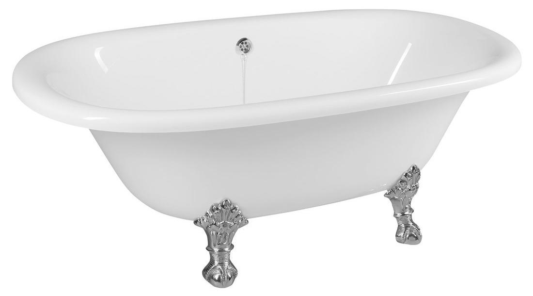 REGATA Freistehende Badewanne 175x85x61cm, Füße Chrom, weiß