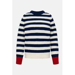 ERIBÉ Pullover Stobo Damen Blau Weiß Rot Fairisle Gestreift Wendepullover
