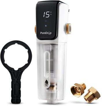 PureDrop PDR-ARB50WSP Spin Down Sediment Water Filter, Auto Flushing Module with Touch-Screen, Reusable with Scraper, 50-Micron