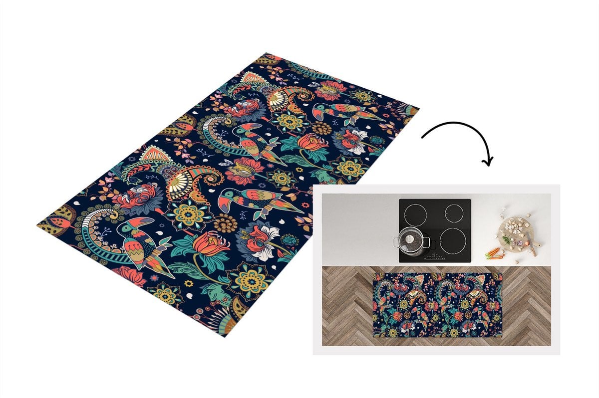 KitchenYeah Keukenloper Vinyl met Bloemenpatroon