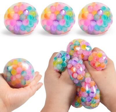 Modern Mode Marketplace Rainbow Bead Stress Relief Ball Soft Squishy Sensory Fidget Toy For Kids & Adults Rainbow Bead Stress Relief Ball Soft Squishy Sensory Fidget Toy For Kids & Adults