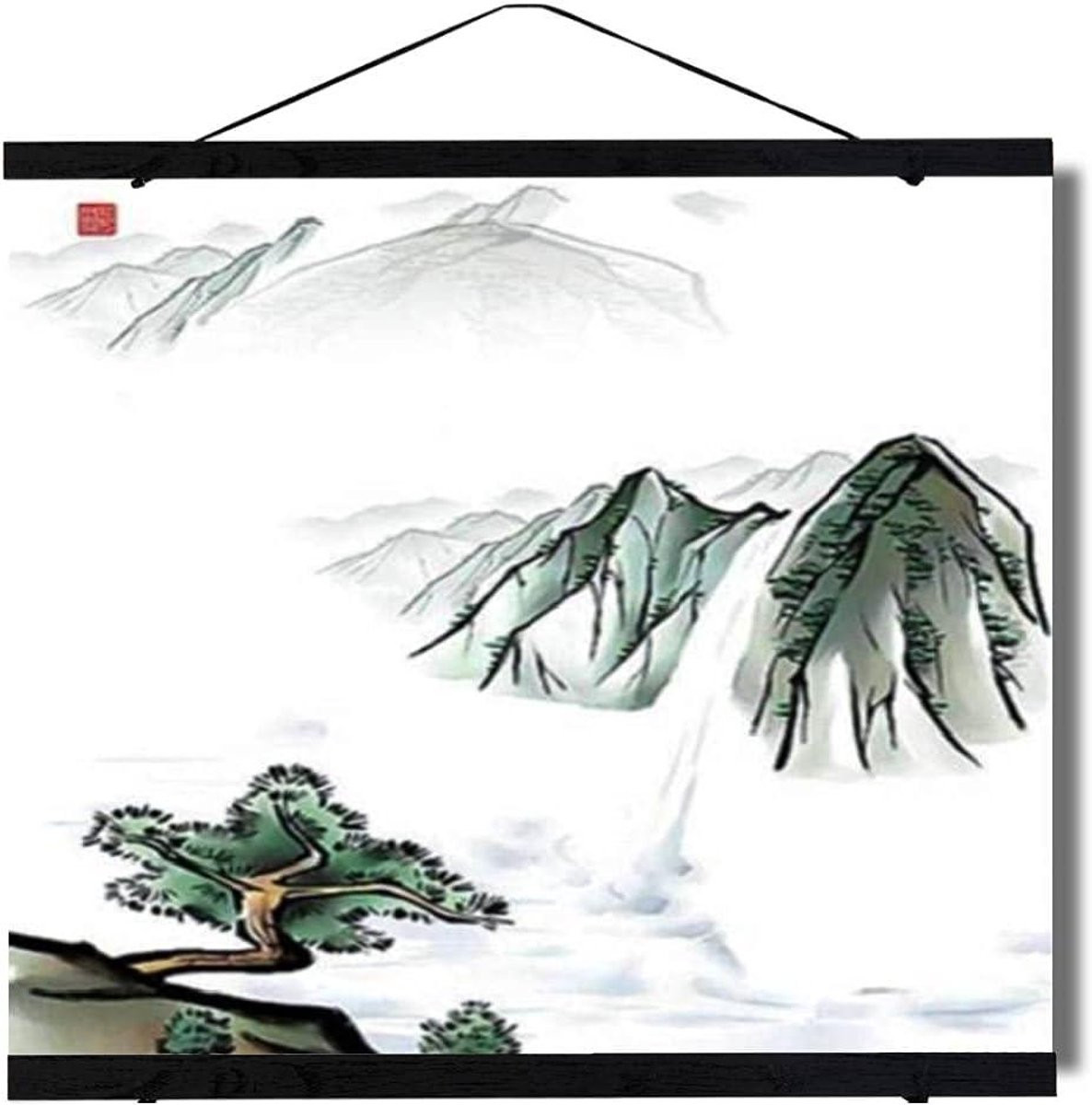 Zwarte magnetische poster hanger van hout voor muurdecoratie, 70 cm