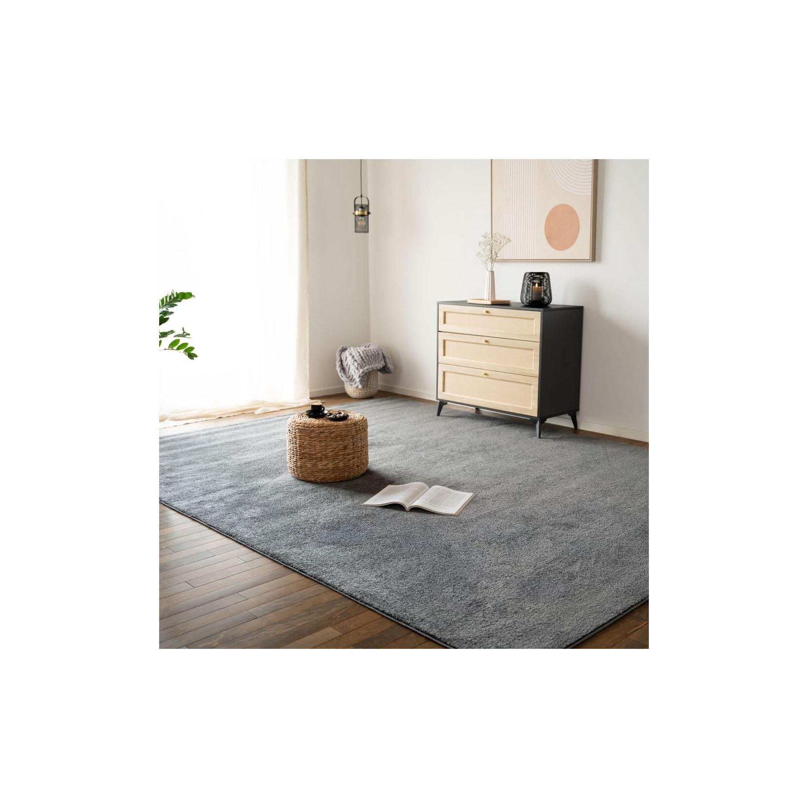 HOME DELUXE Kurzflor Teppich FOFI - 200 x 140 cm Grau