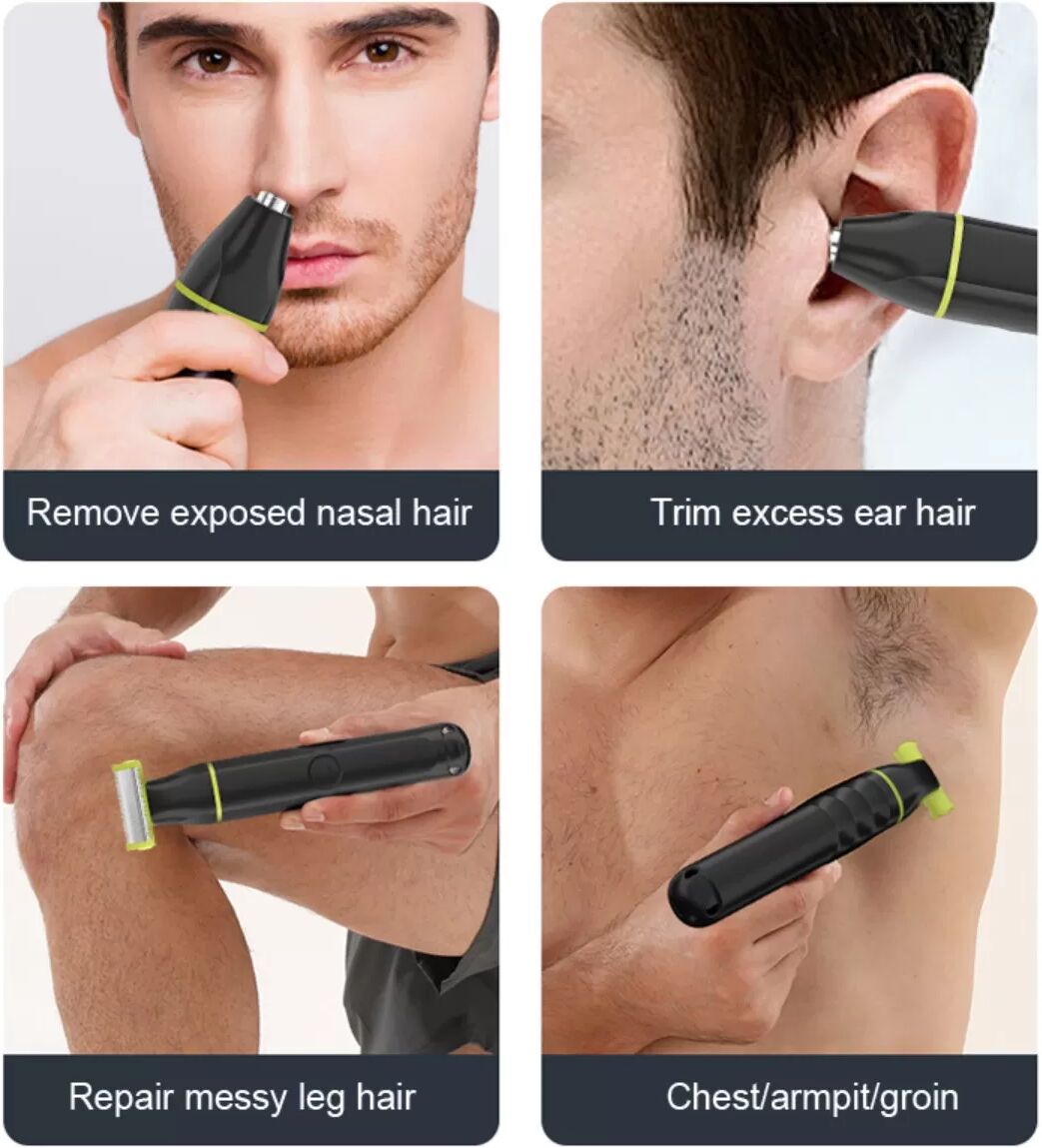 INF Tondeuse Électrique 2-en-1 Corps et Nez - Portable et Lavable
