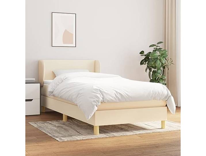 RJPLMFV Lattenrost, Stoff, cremefarben, 90 x 190 cm, mit Taschenfederkernmatratze
