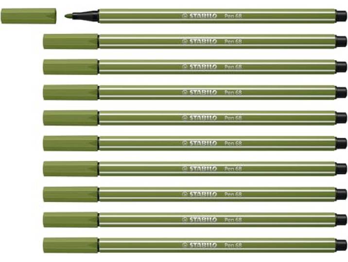 STABILO - Premium viltstift - Pen 68-10 Stuks - Mosgroen