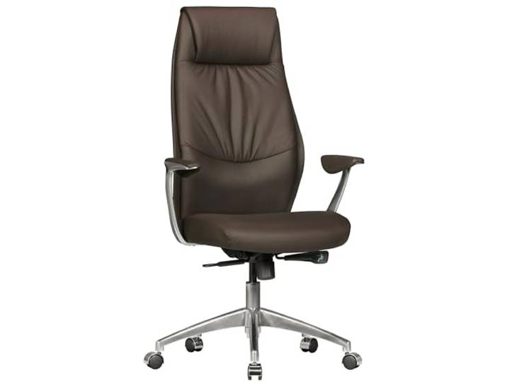 AMSTYLE bureaustoel OXFORD 1 echt lederen bruine bureaustoel X-XL 120 kg synchroon mechanisme Directiestoel, hoofdsteun hoog