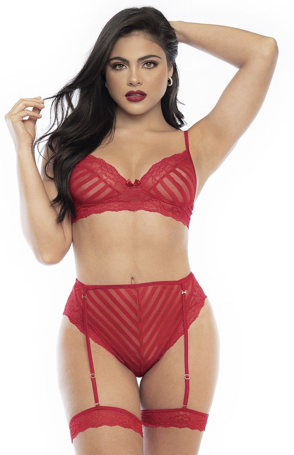 Mapalé Ensemble deux pièces en dentelle rouge