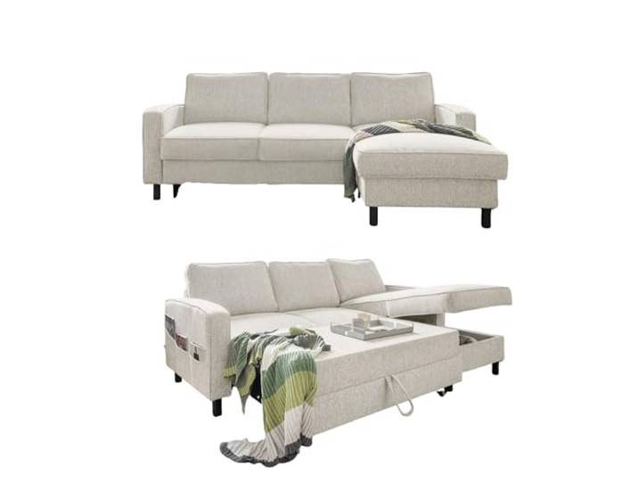 MIUFORM Molly S, 4 Sitzer Schlafsofa mit Bettkasten, Rechts, Beige