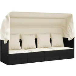 Helloshop26 - Gartensofa 203 x 58 x 56 cm schwarzes gewebtes Harzdach und Kissen