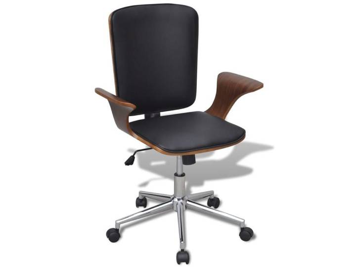 Chaise de bureau rotative bois cintré avec revêtement cuir artificiel 241685