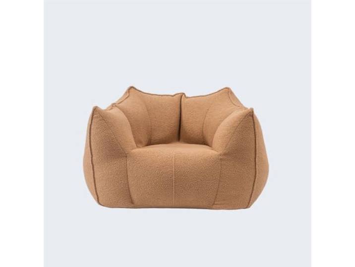 Vakuumkomprimiertes Lazy Sofa, Einzel-Doppel-Wohnzimmer aus Stoff-Teddyfleece, Schaumstoffperlen, rahmenlos vakuumkomprimiert, Einzel-Doppelbett 80x80x35(Coffee,Single)