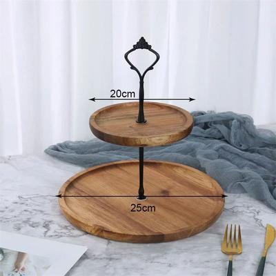 Inspired Living Removable 23 Layer Wooden Cake Stand Tiered Dessert Display Tray 2 Layer Medium