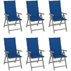 vidaXL 6x Akazienholz Massiv Gartenstuhl Verstellbar mit Auflagen Stuhl Hochlehner Gartensessel Gartenstühle Stühle Holzstuhl Outdoor Gartenmöbel