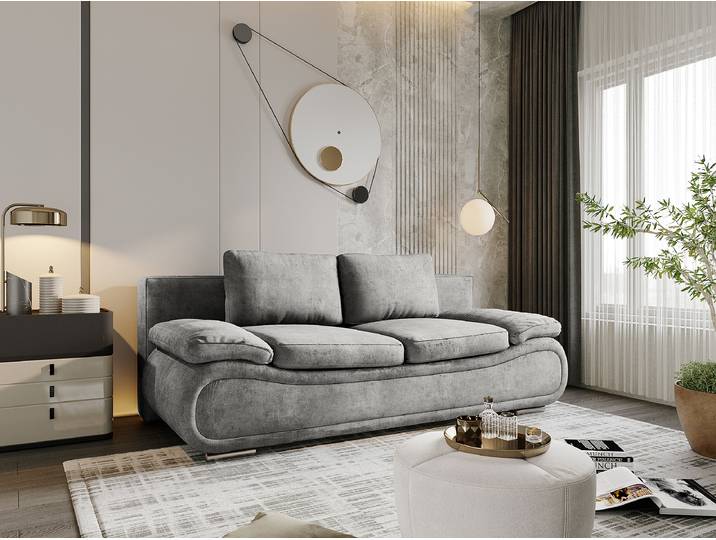 Schlafsofa Grau/Dunkelgrau Webstoff 200 x 78 x 90cm mit Schlaffunktion Modern