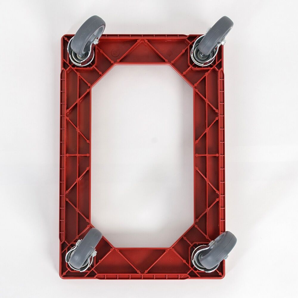 B2B Partner Fahrgestell für Transportkisten 600 x 400 mm, 250 kg, Gummilauffläche, rot