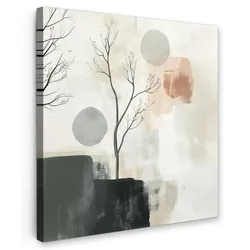 LEINWANDBILD Wabi sabi - Beige - Pflanze Deko Wohnzimmer 20x20 cm