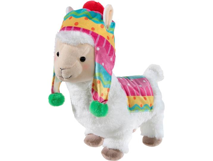 Kuscheltier HEUNEC Lama, 30 cm , weiß, Plüschfiguren, KinderH:30cm, Polyester, Kuscheltier, mit Mützchen und Decke, H:30cm