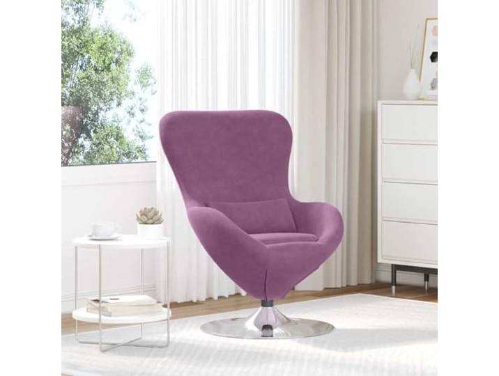 IBUQDDV Eiersessel Lila Samt mit 360-Grad-Schwenkfuß, moderner Loungesessel Weicher Samtbezug, schräge Armlehnen, 360-Grad-Rotation, minimalistisches Design, vielseitig einsetzbar