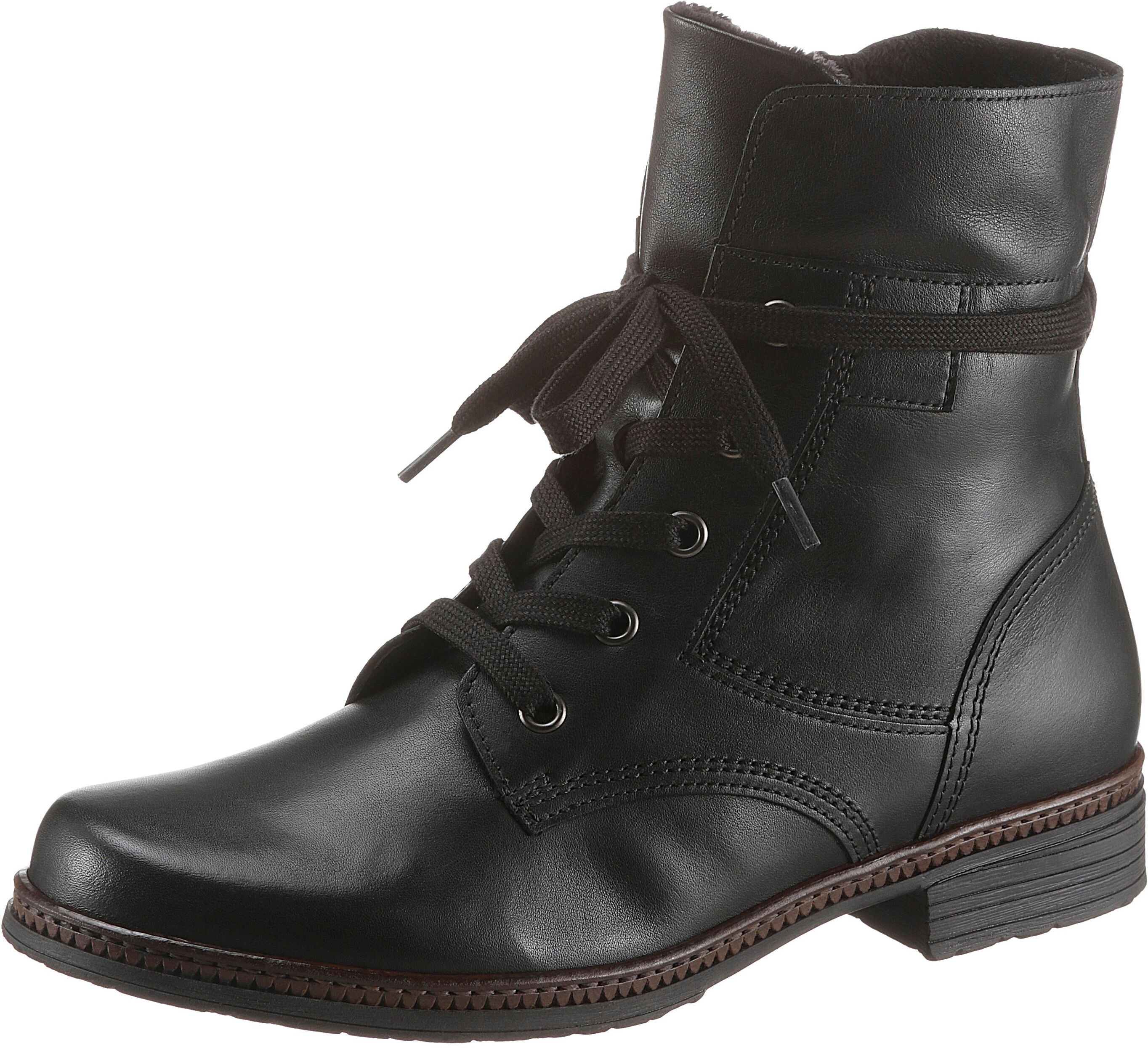 Schnürstiefelette GABOR, Damen, Gr. 35, wärmend, schwarz, Kalbsleder, Schuhe Schnürstiefelette, Schnürboots, Businessschuh mit Blockabsatz schwarz 35, wärmend