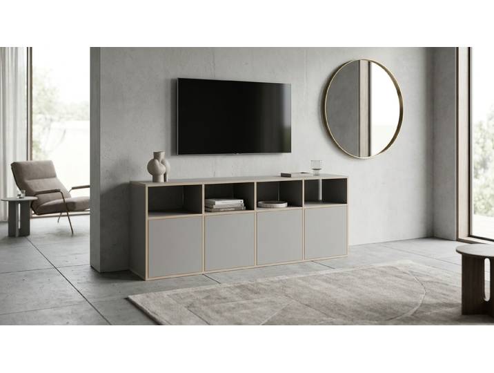 Meuble bas de rangement rendu contreplaqué Mélaminé premium Gris Bord contre­plaqué
