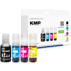 KMP Tintenflaschen schwarz, cyan, magenta, gelb kompatibel zu EPSON 102 (T03R640), 4er-Set