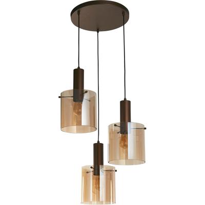 SEARCHLIGHT Hängeleuchte "Hängeleuchte Sweden, 3-flammig", braun (mokka), 3, Ø 47cm H: 35cm, 1 Stk., Leuchten, Ideal für Filament-Leuchtmittel, Hängeleuchte