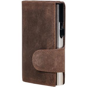 Clicksafe Kreditkartenetui Wallet, 962305, Echt Leder, für 9 Karten, braun, mit Münz- & Geldscheinfach, RFID Schutz