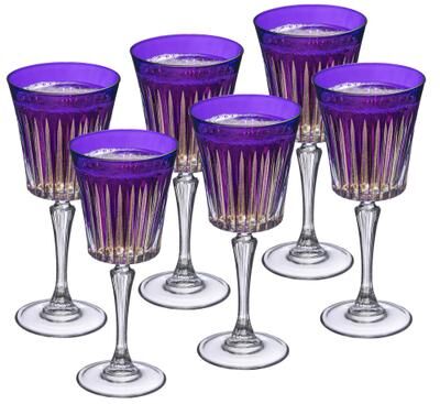 Majestic Gifts Inc. Majestic Gifts European Glass Wine Goblet-Purple- Set/6-7.5 Oz.